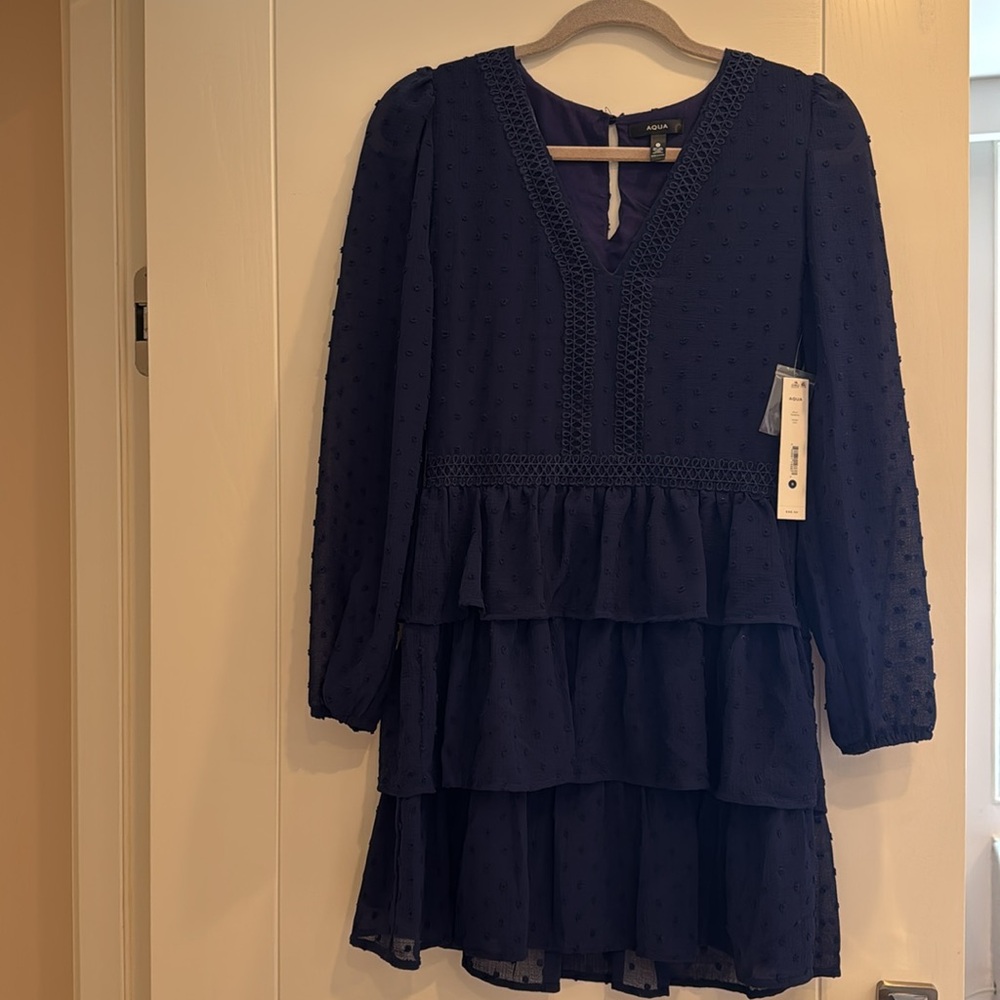 Aqua Deep Blue Textured Dress